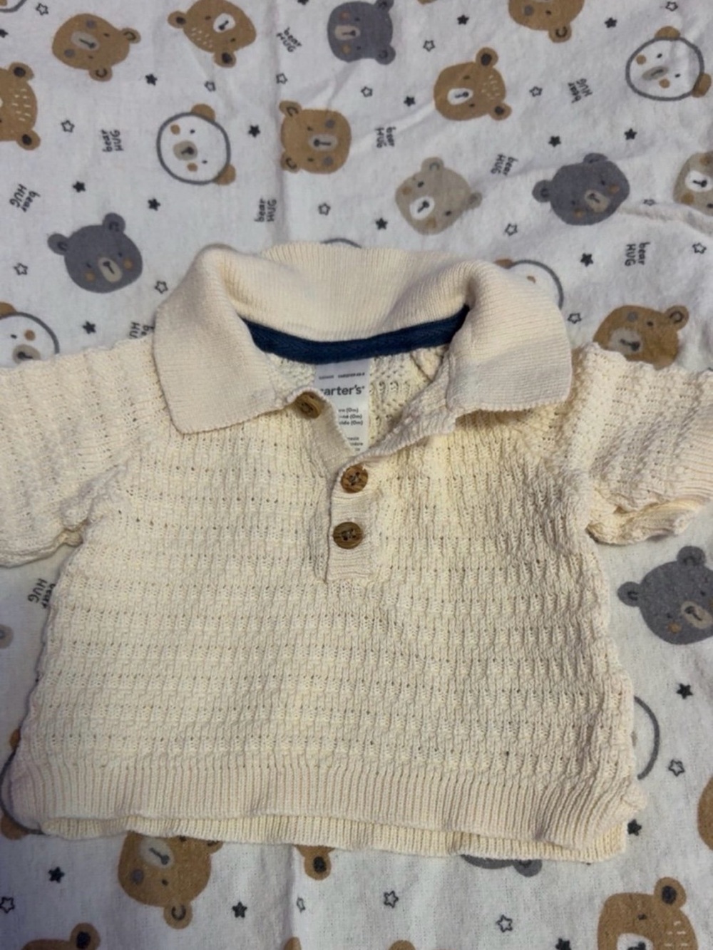 New newborn Carter's Cream Knit Baby Polo